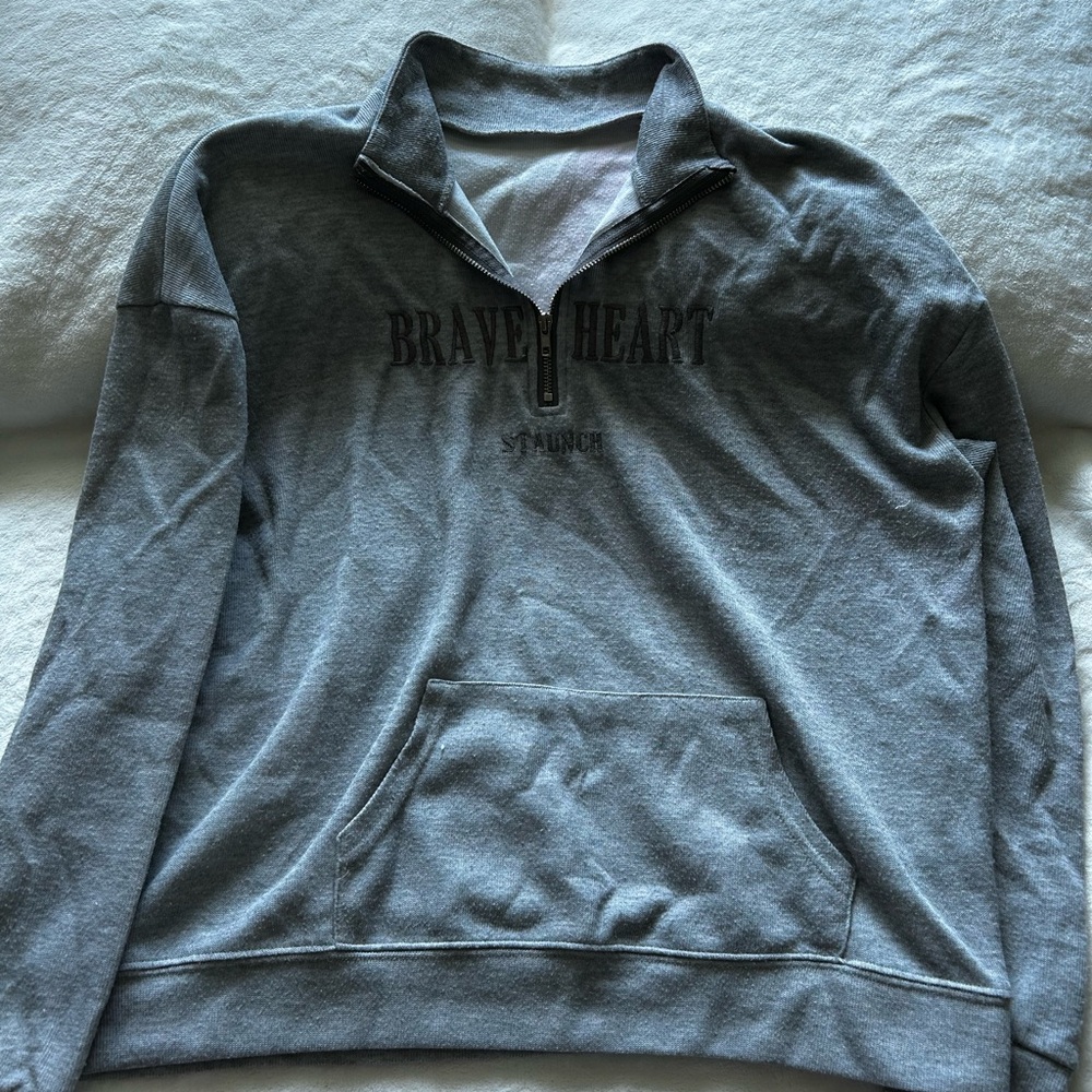 Gray Brave Heart Quarter-Zip Sweatshirt